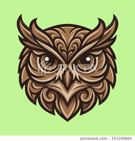 Owl Face Illustration Character Vector Logo Template Owl Face Illustration Character Vector Logo Template 141299864