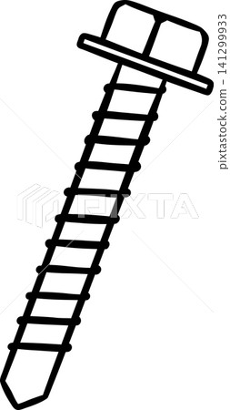 Simple sketch icon of a self-tapping screw. Vector illustration for construction branding, hardware labels or workshop materials 141299933