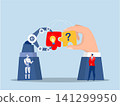 robotic arm ai AI, Artificial Intelligence,robot new joiner to connect jigsaw puzzle,New joiner to fill in team and solve problem concept vector 141299950