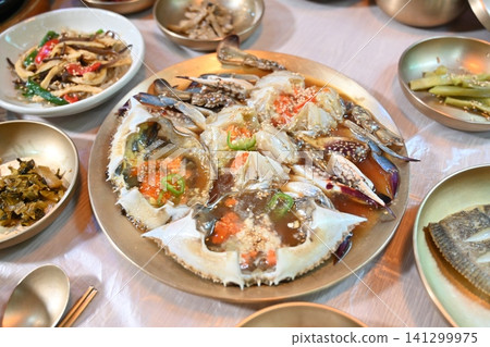 Traditional Korean Soy Sauce Marinated Raw Crab 141299975