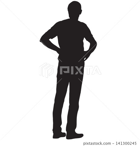 Black silhouette of a standing or walking man isolated on white background. Black silhouette of a standing or walking man isolated on white background. 141300245
