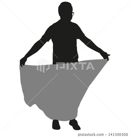 Black silhouette of a man holding a blank banner above his head isolated on a white background, male person displaying an empty sign for advertising or message Black silhouette of a man holding a blank banner above his head isolated on a white background, male person displaying an empty sign for advertising or message 141300308
