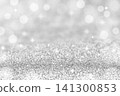 Silver glitter sparkle background with soft bokeh and shimmering festive texture for design 141300853