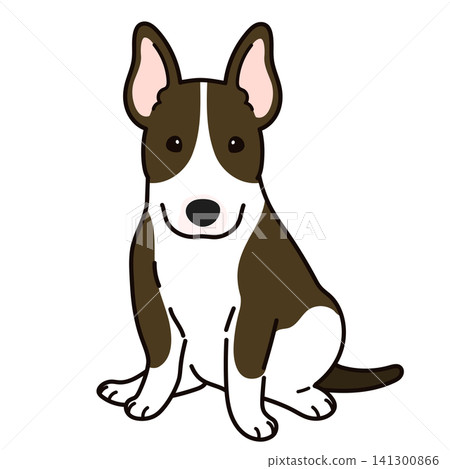 一幅簡潔可愛的插圖,描繪了一隻深棕色的牛頭梗犬,它面朝前方坐著,輪廓清晰。 一幅簡潔可愛的插圖,描繪了一隻深棕色的牛頭梗犬,它面朝前方坐著,輪廓清晰。 141300866