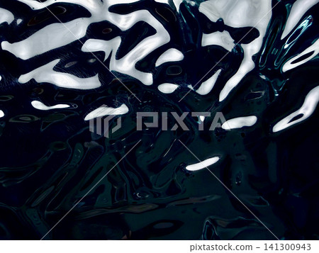 abstract dark navy blue liquid ripples distorting bright white light macro glossy fluid texture background 141300943