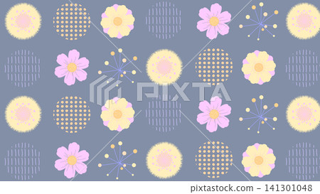 Mid-century and Scandinavian style floral pattern background wallpaper Mid-century and Scandinavian style floral pattern background wallpaper 141301048