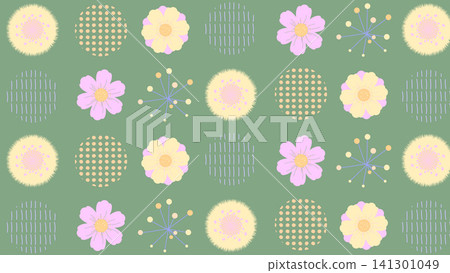 Mid-century and Scandinavian style floral pattern background wallpaper Mid-century and Scandinavian style floral pattern background wallpaper 141301049