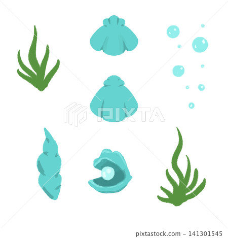 Illustration of a blue seashell Illustration of a blue seashell 141301545