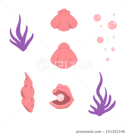 Illustration of a pink seashell Illustration of a pink seashell 141301546