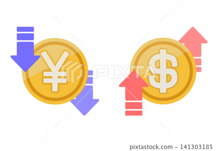 Illustration material showing the weak yen and strong dollar Illustration material showing the weak yen and strong dollar 141303185