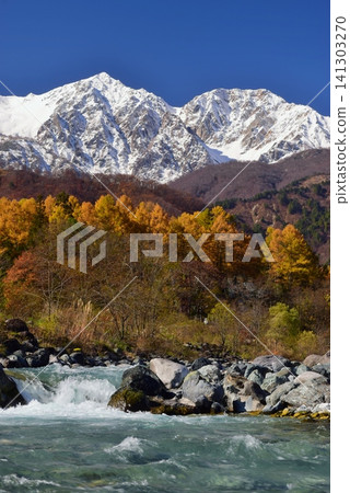 A view of the snow-capped peaks of Hakuba from Hakuba Village in autumn. A view of the snow-capped peaks of Hakuba from Hakuba Village in autumn. 141303270