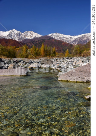 A view of the snow-capped peaks of Hakuba from Hakuba Village in autumn. A view of the snow-capped peaks of Hakuba from Hakuba Village in autumn. 141303283