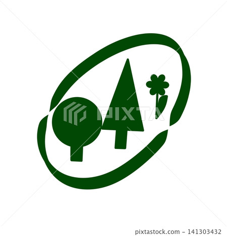 Minimal Green Tree Logo with Oval Frame 141303432