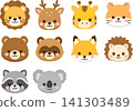 可愛的動物臉部插圖 141303489