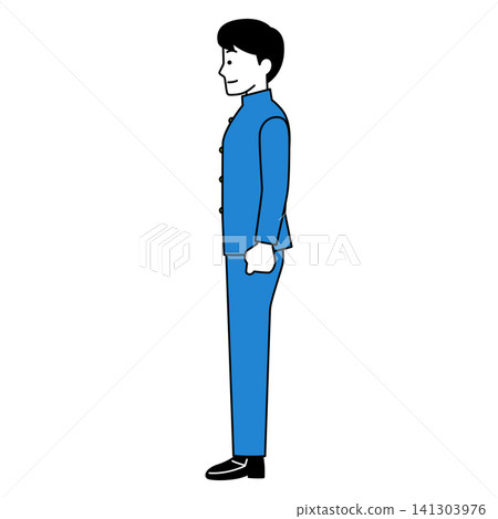 一名男學生側身而立(全身照) 一名男學生側身而立(全身照) 141303976