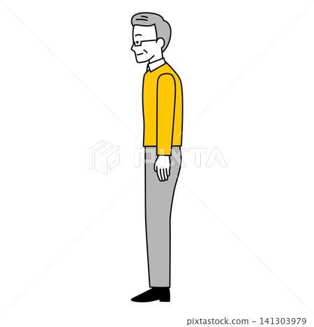 An elderly man facing directly to the side (full body) An elderly man facing directly to the side (full body) 141303979