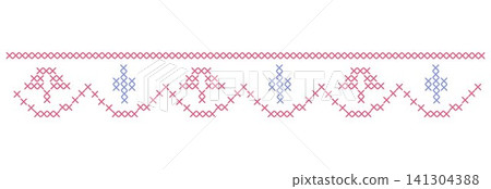 Folk cross stitch ribbon tapestry borders and geometric sampler frames. Whimsical pixelated embroidery needlework design for cottagecore wedding invitations, vintage nursery wall art, handmade decor Folk cross stitch ribbon tapestry borders and geometric sampler frames. Whimsical pixelated embroidery needlework design for cottagecore wedding invitations, vintage nursery wall art, handmade decor 141304388