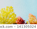 An illustration-style processed image of autumn leaves and rough paper. 141305024