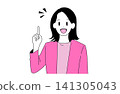 Simple and stylish line art illustration of a businesswoman who is quick to come up with ideas and make suggestions. 141305043