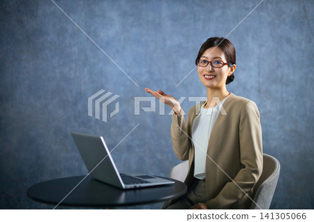 Business woman using a personal computer Business woman using a personal computer 141305066