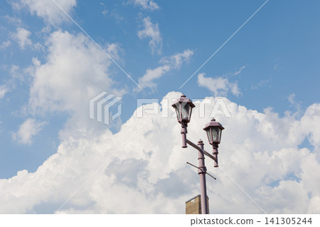 Modern streetlights and summer cumulonimbus clouds 141305244