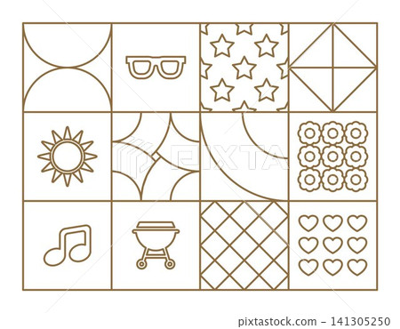 Summer banner background flat design outlines Summer banner background flat design outlines 141305250