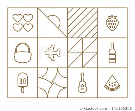 Summer holiday family geometric outline Summer holiday family geometric outline 141305268