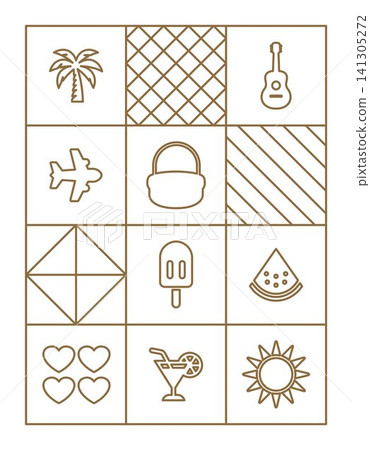 Summer beach geometric background outline Summer beach geometric background outline 141305272