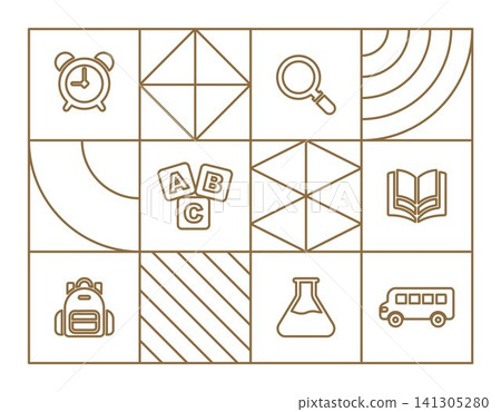 back to school kids background geometric outline gold 141305280