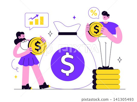 Revenue Vector Illustration Featuring Business Growth, Financial Analytics, Profit Increase, Income Performance, Management, and Economic Success 141305493