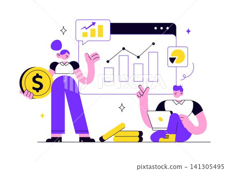 Revenue Vector Illustration Featuring Business Growth, Financial Analytics, Profit Increase, Income Performance, Management, and Economic Success Revenue Vector Illustration Featuring Business Growth, Financial Analytics, Profit Increase, Income Performance, Management, and Economic Success 141305495