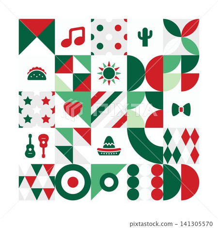 Mexican Independence Day geometric background Mexican Independence Day geometric background 141305570