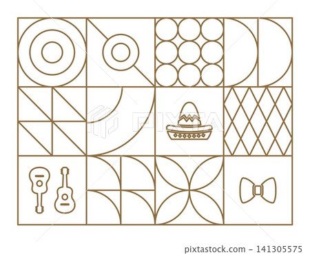 Mexico Independence geometric art outline Mexico Independence geometric art outline 141305575