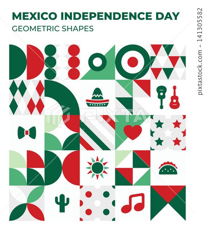 Happy Mexico independence day geometric shapes banner Happy Mexico independence day geometric shapes banner 141305582