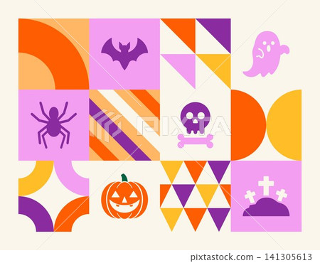 Happy halloween spooky background geometric 141305613