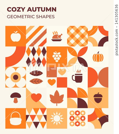 Cozy autumn background vector geometric 141305636