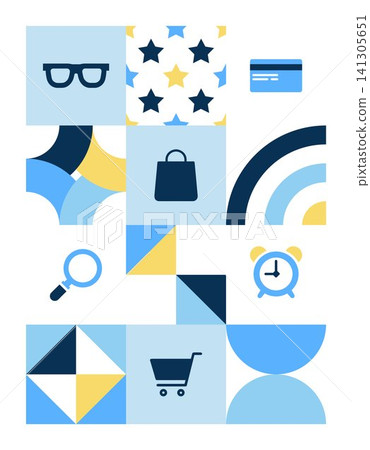 Online shopping digital background geometric Online shopping digital background geometric 141305651