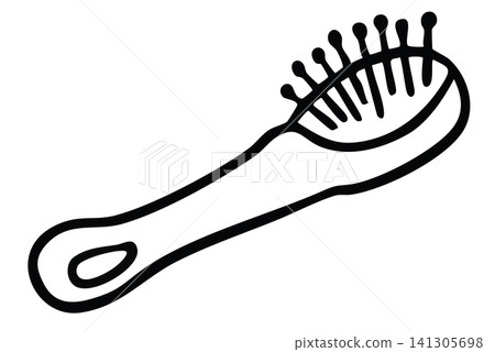 Hand drawn hair comb outline for colouring book, home, house, girly element, stickers, what's in my bag, fashion, accessory, cute patch, print, brooch, pin, department store, online shopping, grocery Hand drawn hair comb outline for colouring book, home, house, girly element, stickers, what's in my bag, fashion, accessory, cute patch, print, brooch, pin, department store, online shopping, grocery 141305698