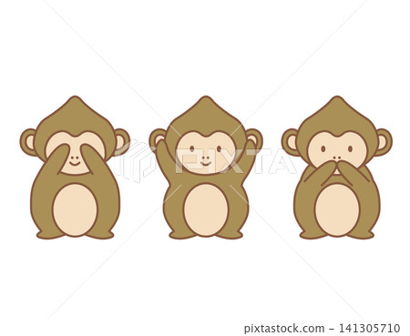 Cute illustrations of the three monkeys: see no evil, hear no evil, speak no evil. Cute illustrations of the three monkeys: see no evil, hear no evil, speak no evil. 141305710
