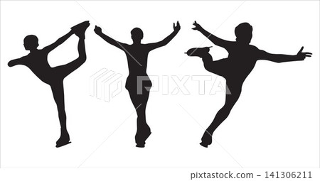 Ice skating women silhouettes Ice skating women silhouettes 141306211