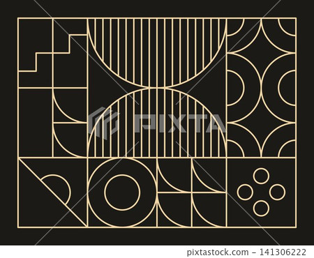 Abstract Geometric Outlines Dark 141306222