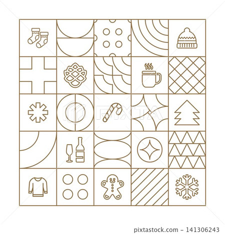 Winter Christmas Background Geometric Outlines Winter Christmas Background Geometric Outlines 141306243