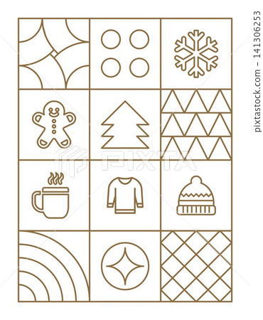 Winter Background Vector Geometric Outlines 141306253