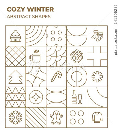 Cozy Winter Elements Geometric Outlines Cozy Winter Elements Geometric Outlines 141306255