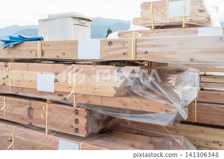 Pre-cut lumber delivered to the construction site of my new home. Pre-cut lumber delivered to the construction site of my new home. 141306348