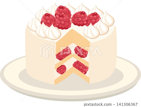 Layered raspberry cream cake with decorative frosting Layered raspberry cream cake with decorative frosting 141306367