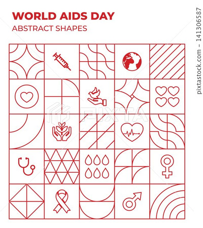 World aids day poster geometric outlines 141306587