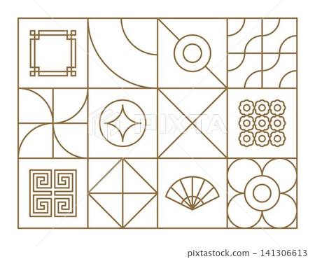 Gold Outlines Geometric Background Chinese New Year 141306613
