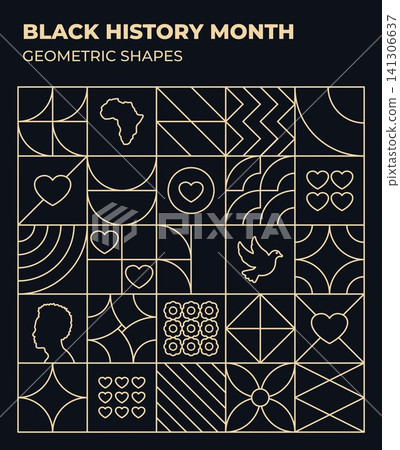 African Black History Geometric Flat Lines Design African Black History Geometric Flat Lines Design 141306637