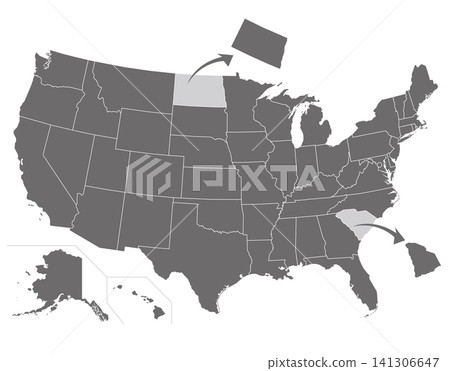 Graphic assets for a map of the United States divided by state. Graphic assets for a map of the United States divided by state. 141306647